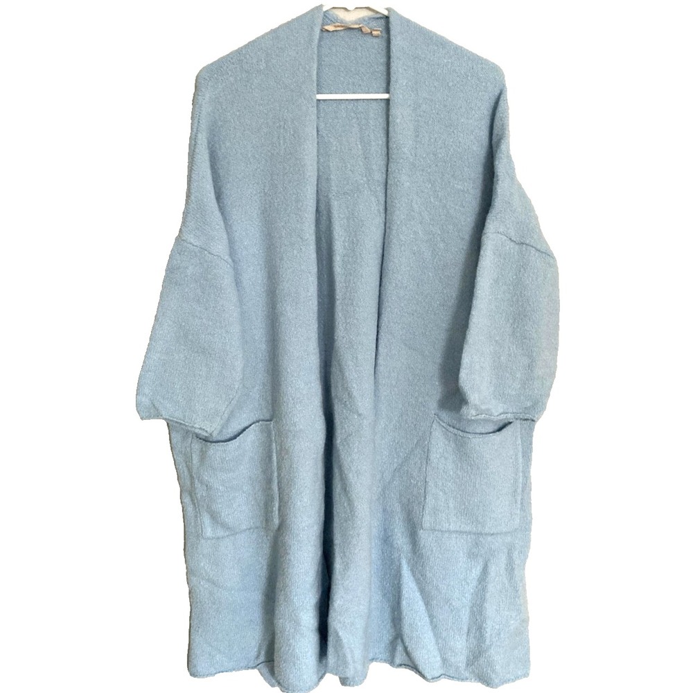 Soft Surroundings Cardigan Sweater Women L/XL Open Front 3/4 Sleeve Wool Blend